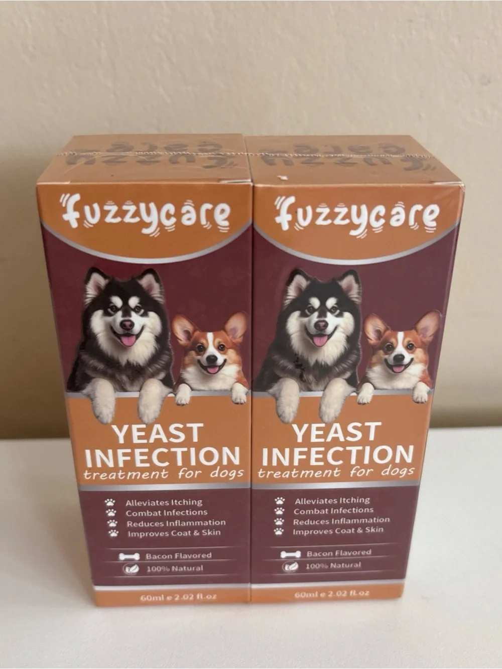 Fuzzycare Dog Yeast Infection Support Liquid 60mlX2 Bacon Flavored Natural Drops